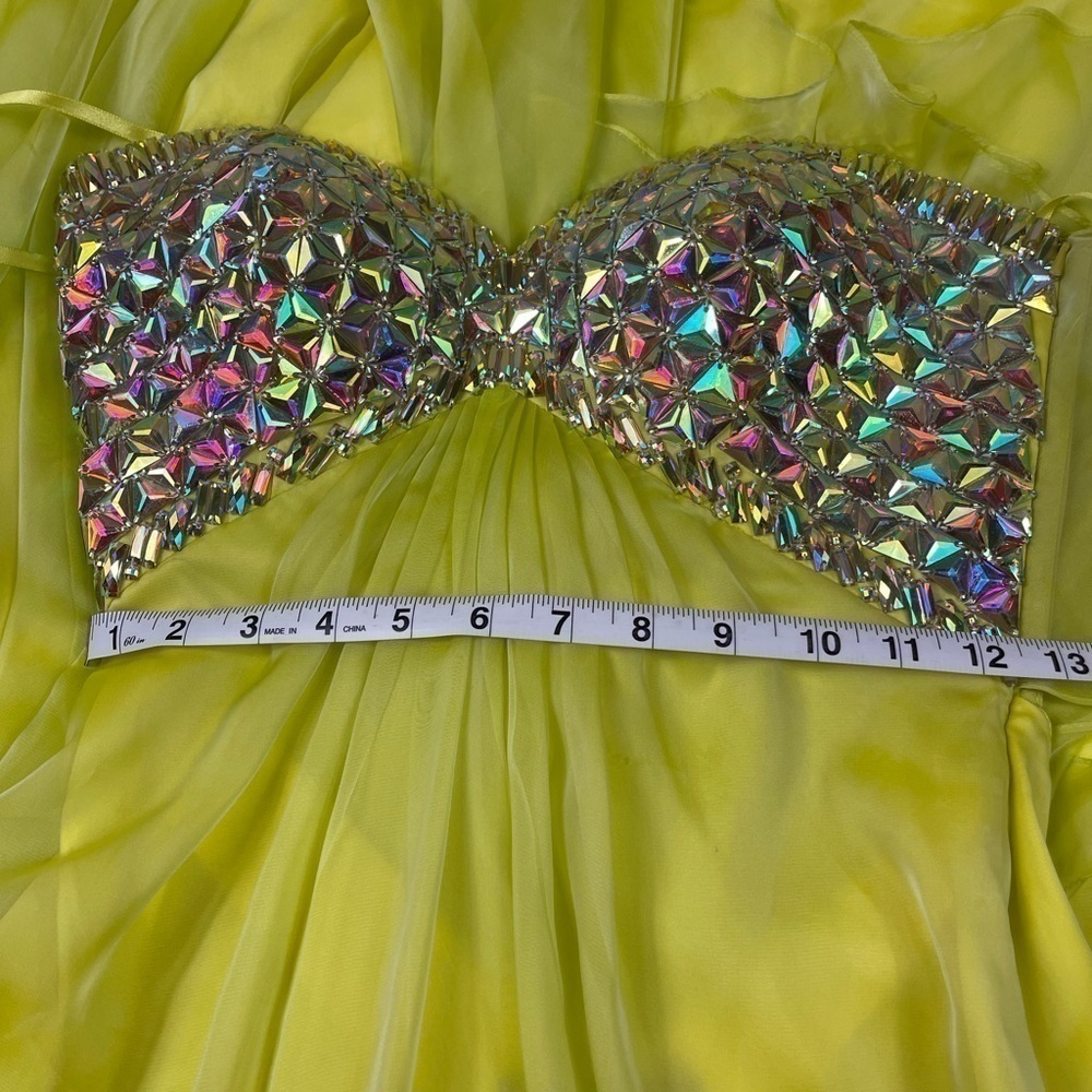 La Femme light lime green fairy core elegance beaded bodice gown . Size 2 - Picture 3 of 14